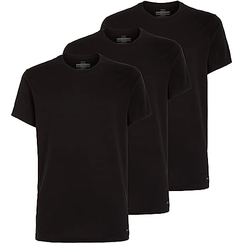 Calvin Klein S/S CREW NECK 3PK 000NB4011E, Camisetas de Manga Corta Hombre, Negro (Black), S