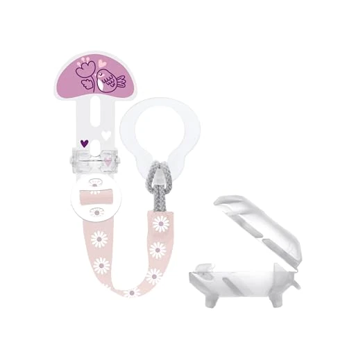 Offerta a tempo: MAM Clip it! & Cover Catenella Portaciuccio, Catenella ciuccio 0+ mesi regolabile con anello rimovibile e con salvasucchietto, Compatibile con accessori neonato, succhietti e dentaruoli, Rosa - 43% da 9.99 € a 5.69 €