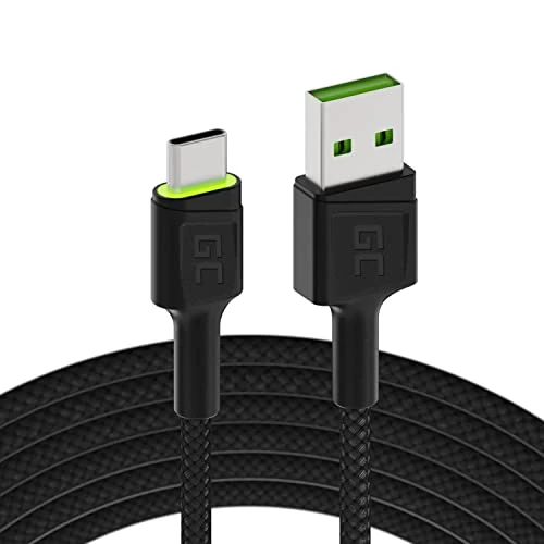 Offerta a tempo: Green Cell Cavo USB-A - USB-C Tipo C 2m con illuminazione a LED Cavo di ricarica nero Compatibile con Samsung Galaxy S23 S22 S21 S20 Ultra S10 S9 S8+ | Note 20 10 9 8 | Telefoni Android - 0.00% da 5.95 € a 5.95 €
