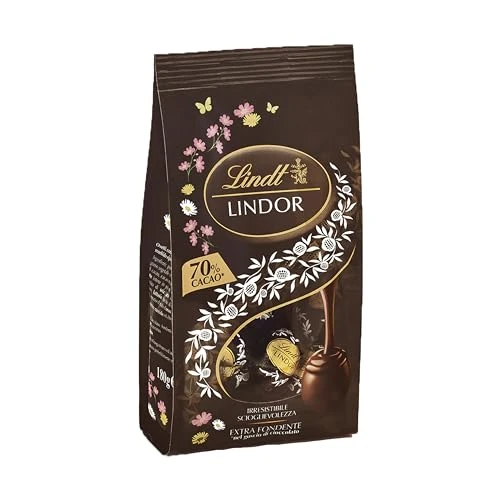 Lindt Bag Ovetti LINDOR Fondente 70% Cacao Pasqua, Ovetti di Cioccolato Extra Fondente 70% Cacao, in sacchetto 180g