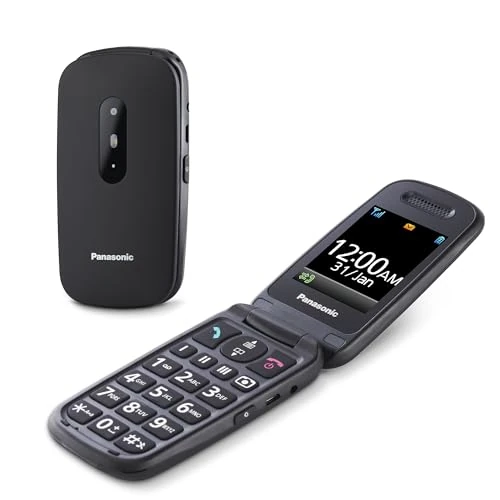 Panasonic KX-TU446EXB 2G, Cellulare per anziani, Compatibile con Apparecchi Acustici, Ottimale per Anziani, Pulsanti Retroilluminati, 290 Ore di Autonomia, Ampio Display, Chiamata di Emergenza, Nero