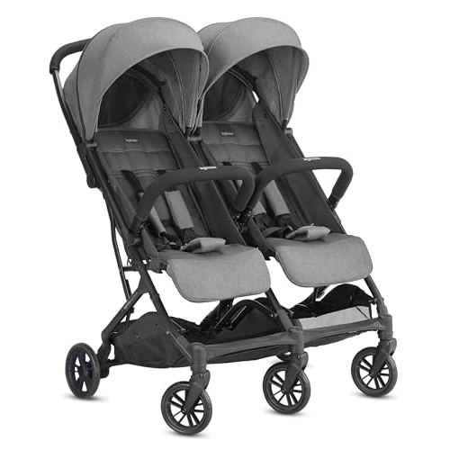 Inglesina Twin Sketch Double Stroller, Grey, Ultralight and Compact, Ideal for Twins or Brothers, High Comfort, Up to 15 kg