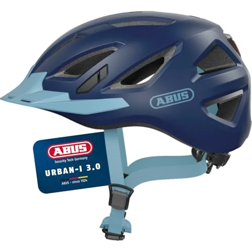 ABUS Casco Urbano Urban-I 3.0 - Casco para Bicicleta con luz Trasera, Visera y Cierre magnético - para Hombre y Mujer