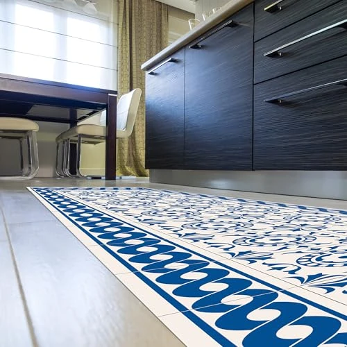 CREARREDA Tapis de Cuisine antidérapant Tile Carpet 50x180 Tapis de Protection de Sol en Vinyle 100% fabriqué en Italie, avec Encre Non Toxique, Ignifuge et résistant à l'eau