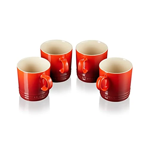 LE CREUSET Set de 4 tazas s de cerámica de gres, 0, 35 L, Cereza, 79113350600000
