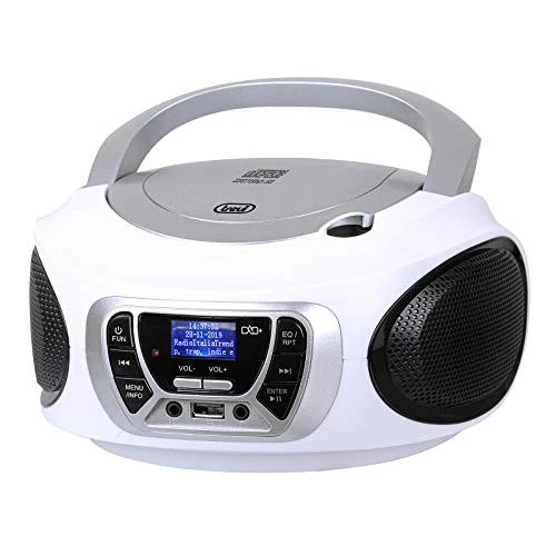 Trevi CMP 510 DAB Stereo Portatile con Radio Digitale DAB e FM RDS, Lettore CD, USB, AUX-IN, Display ad Alta Leggibilità, Antenna Telescopica Orientabile, Bianco