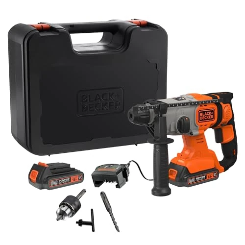 Oferta limitada: BLACK+DECKER Taladro percutor SDS-Plus a batería 18V, baterías de iones de litio 2,5Ah, potente energía de impacto 1,2J, caja del kit, BCD900E2K-QW de 185.85 € a 158.39 € (ahorro 15%)