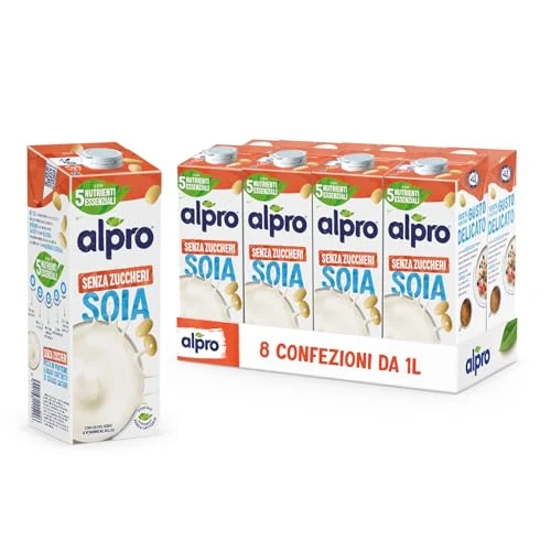 Alpro Bebida Vegetal de Soja sin Azúcar - Pack de 6 x 1L