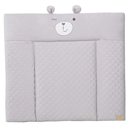 roba Soft Changing mat roba Style - 85 x 75 cm - Washable Changing Table Cover - Baby Changing pad with Bear Motif - Lil Cutie Sammy - Silver Grey