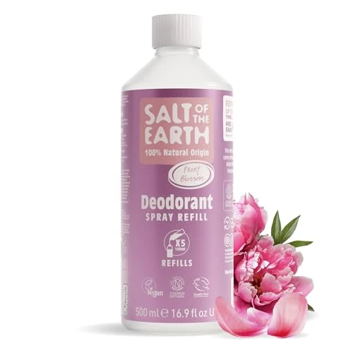 Salt of the Earth - Natural Deodorant Spray Refill - Peony Blossom - 100% Natural Origin Ingredients - Vegan - Suitable for Men, Women & Children - 500ml