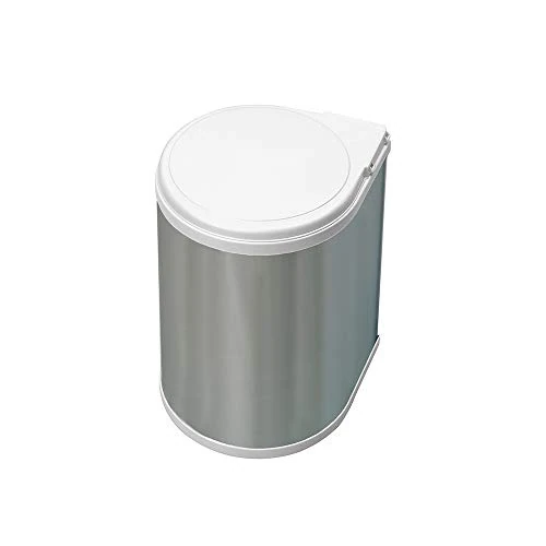 Limited-time offer: Emuca - Waste bin for cabinet door, recycling bin, 13 L bin with automatic opening lid and fastening to door, plastic, stainless steel coating from 41.45 GBP to 41.45 GBP (save 0%)