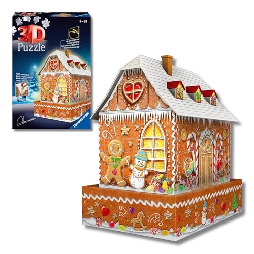 Limited offer: Ravensburger Christmas Gingerbread House 3D Jigsaw Puzzle for Adults and Kids Age 8 Years Up - with LED Lighting - 216 Pieces - No Glue Required from 42.04 EUR to 31.60 EUR (save 25%)