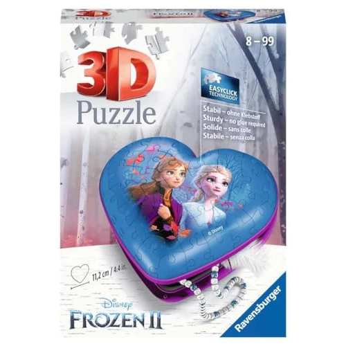 Limitiertes Angebot: Ravensburger 3D Puzzle 11236 - Herzschatulle Disney Frozen 2 - praktische Aufbewahrungsbox aus dreidimensional geformten Puzzleteilen - für Fans von Anna und ELSA ab 8 Jahren von 14.99 EUR auf 7.79 EUR (Spare 48%)