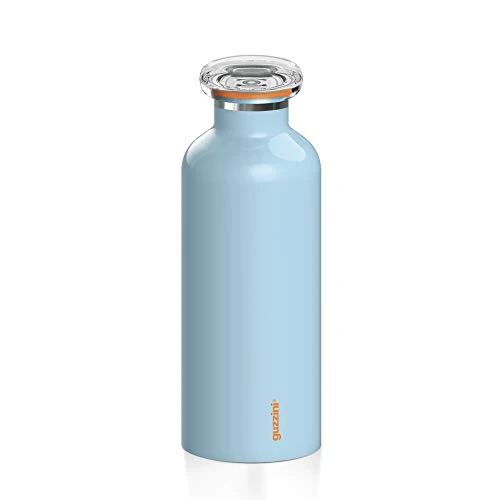 Guzzini - on The Go, Energy, Bouteille de Voyage Thermique - Bleu Clair, Ø 7.3 x h21.2 cm | 500 CC - 116700134
