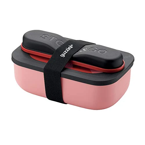 Offerta a tempo: Guzzini Store On The Go STORE&GO Set Lunch Box con Posate da Viaggio, Polipropilene, Thermo Poli Rock, Stainless Steel, 21 x 12 x h 7 cm, 900 ml-Rosso Brillante, 02 - 37% da 33.50 € a 21.08 €