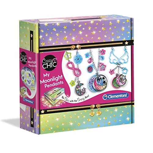 Clementoni- Crazy Chic: My Moonlight Pendants Jewellery Making Kit for Kids (7+Years)