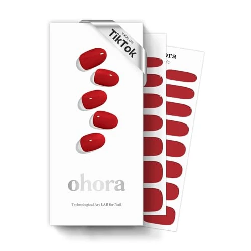 ohora Bandes de gel semi-durci (N Addict) – Fonctionne avec toutes les lampes à ongles, qualité salon, longue durée, facile à appliquer et à enlever – Comprend 2 tampons de préparation – Rouge