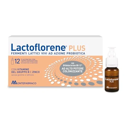 Offerta a tempo: Lactoflorene Plus, Fermenti Lattici, Probiotici, Senza Glutine Senza Lattosio - Integratori Adulti a base di Probiotici con Zinco e Vitamina B per l’Equilibrio della Flora Intestinale (12 Flaconcini) - 61% da 16.90 € a 6.59 €