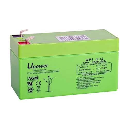 Offerta a tempo: U-Power Batteria AGM 12V 1,3Ah al piombo, Faston F1 4,8 mm, sigillata - 7% da 11.65 € a 10.78 €