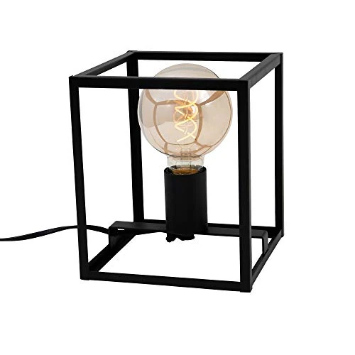 Briloner Leuchten 7020-015 1-Bulb Table Lamp, Retro Vintage Black Steel, 1x E27, max. 40 Watt, Includes Cable Switch, Black, 170 x 170 x 200 mm (L x W x H)