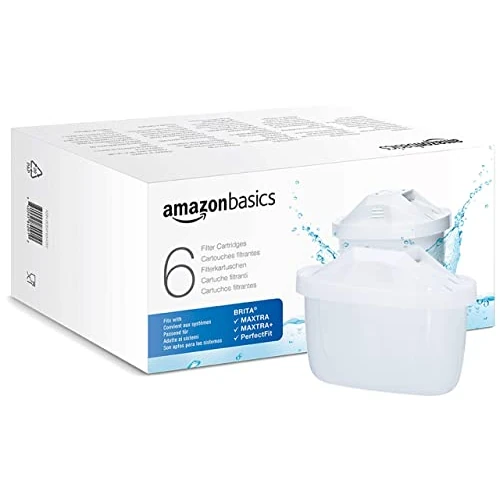 Amazon Basics Cartouches filtrantes, compatibles avec Toutes Les Actuelles BRITA y Compris Les carafes, 6 unité, Lot de 1
