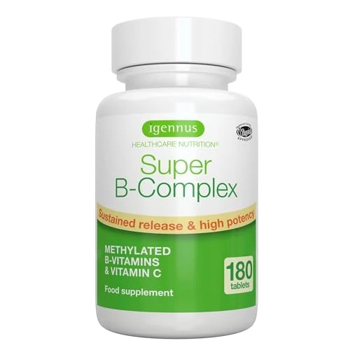 Begrenztes Angebot: Igennus Super B Komplex – methylierter B-Vitamin Komplex, 180 Tabletten, Clean Label mit Methylcobalamin, Methylfolat plus Vitamin C, hochdosiert, vegan von 32.12 EUR auf 23.45 EUR (Rabatt 27%)