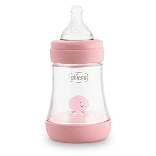 Chicco Perfect 5 Biberon Anticolica, Bimba, 150 ml, Silicone, 1 Foro, Rosa