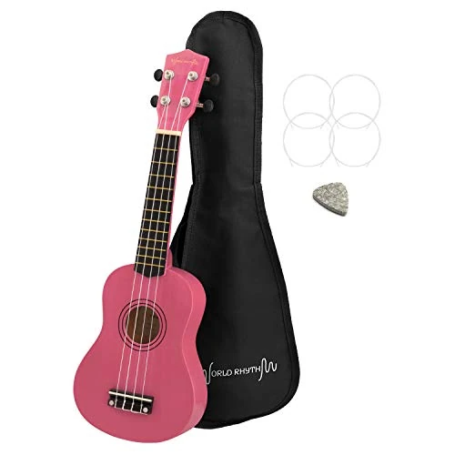 Offerta a tempo: World Rhythm - Ukulele Soprano per Principianti, Finitura Uke Soprano Con Custodia, Corde Di Ricambio e Plettro In Feltro Standard, Rosa - 16% da 36.71 € a 30.99 €