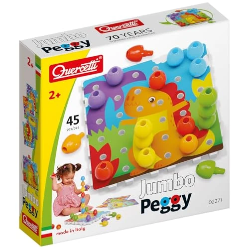Offre limitee: Quercetti Jumbo Peggy, 45 pcs, Jeux de Construction et Mosaique Enfant, Jouet Enfant 2 Ans +, Jouets d'Activité et de Développement Montessori, Motricité Fine, Made in Italy de 19.99 EUR a 17.59 EUR (economie 12%)