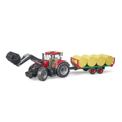 Offerta a tempo: bruder 03198 - Case IH Optum 300CVX con caricatore frontale e rimorchio per trasporto balle, trattore, rimorchio per balle - 15% da 62.71 € a 52.99 €