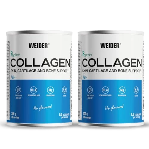 Limited offer: Weider Duo Pack Collagen, Weider Collagen. with Hyaluronic Acid, Magnesium and Vitamin C. 100% Peptan. Zero Fat. Sugar Zero. Keto. 600g from 32.68 EUR to 27.45 EUR (save 16%)