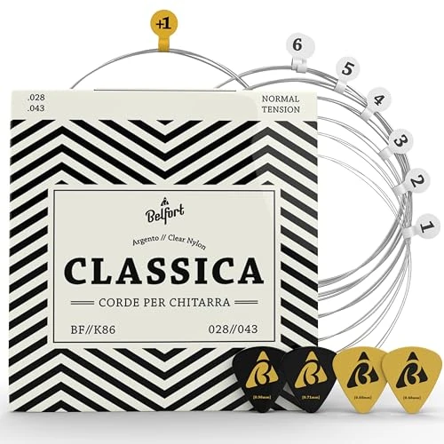 Offre limitée : BELFORT® Cordes en nylon ☆ VAINQUEUR DE TEST 2019* ☆ Pour guitare classique & guitare acoustique ☆ BONUS : Ebook gratuit + 3 plectres (lot de 6 cordes) de 23.03 € à 9.99 € (56.62% de remise)