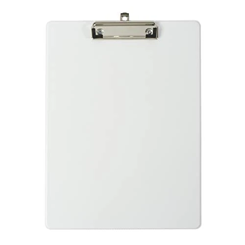 Exacompta 19296E - Porta-bloc de cartón Balacron con bolsillo de plástico y pinza con sitema de fijación mural Tamaño 23 cm x 32 cm para documentos tamaño A4 color blanco.