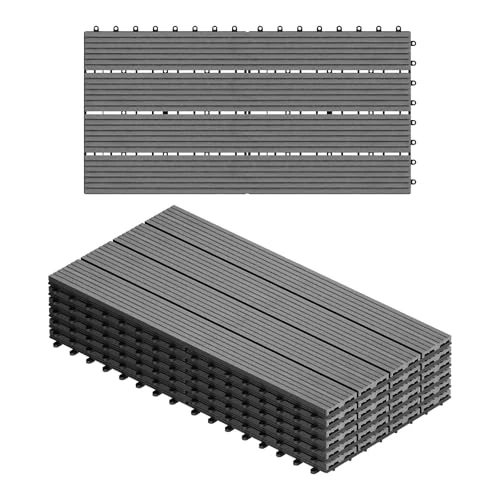 Offerta a tempo: WOLTU 11 x Mattonelle Pavimento WPC ad Incastro 30x60cm, Grigio Chiaro - 29% da 55.99 € a 39.99 €