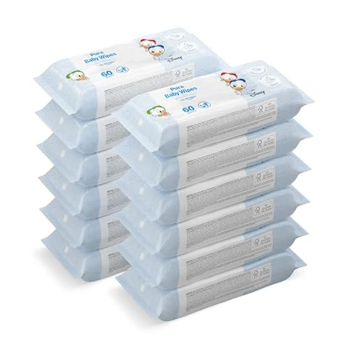 Offerta a tempo: by Amazon Disney 720 Salviettine Umidificate Ultra Sensitive per Neonati, 100% Fibre Vegetali, 99% Acqua, Senza Profumazione, 12 Confezioni da 60 - 20% da 25.13 € a 19.99 €