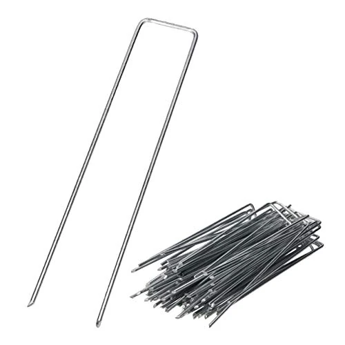 GARDENIX® 100 Unidades Anclajes Las piquetas Grapas de sujeción IronPEG -Longitud: 200 mm | Ancho: 30 mm | Espesor: 3 mm | Material: Alambre de Acero galvanizado