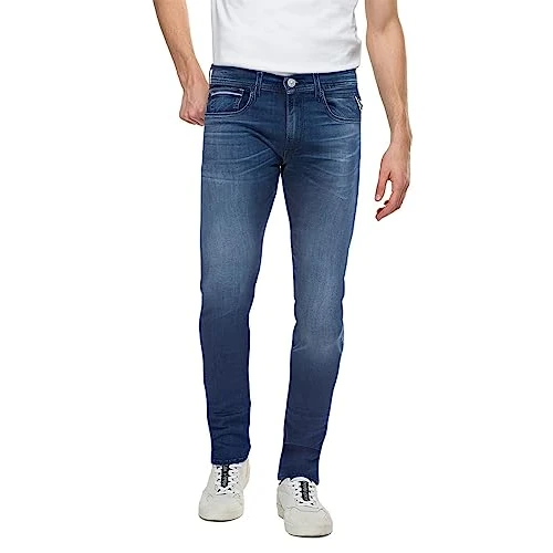 Replay Heren Jeans Grover Straight-Fit met Power Stretch, Medium Blue 009, 27W x 32L