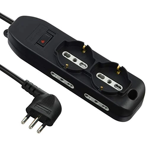 Limitiertes Angebot: Electraline 61995 Mehrfachsteckdose 6-Fach, 2 Vielseitig, 4 Bivalente 10/16 A, Kabel 2 m, Kleiner Stecker 10 A, Schwarz von 13.79 EUR auf 13.79 EUR (Spare 0%)
