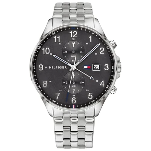 Offerta a tempo: Tommy Hilfiger Orologio Analogico Multifunzione al Quarzo da Uomo con Cinturino in — 38% da 190,80 € a 117,99 €