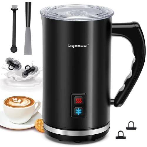 Offerta a tempo: Aigostar Capu - Montalatte Elettrico 500W 240mL, Cappuccinatore Silenzioso 3 in 1 Montalatte Automatico per schiuma di latte caldo e freddo,Rivestimento Antiaderente, per Caffè, Latte, Cappuccino - 9% da 32.99 € a 29.99 €