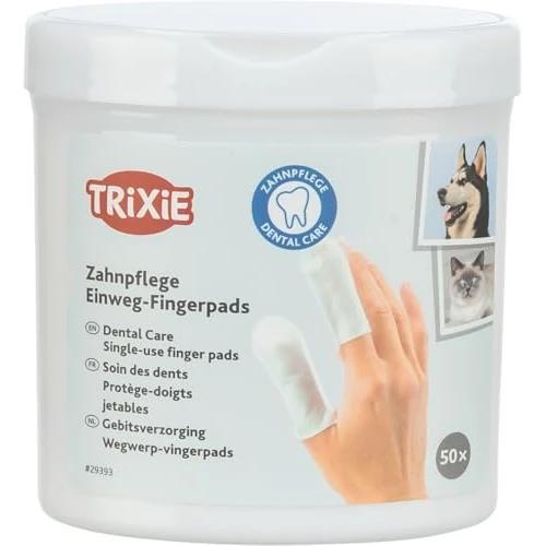 Zeitlich begrenztes Angebot: Trixie Zahnpflege Einweg Fingerpads – Zahnreinigungspads für Hunde, Katzen & Kleintiere – mit Minze – Alternative zur Zahnbürste – 50 Stück von 6.99 € auf 6.38 € (9% Rabatt)