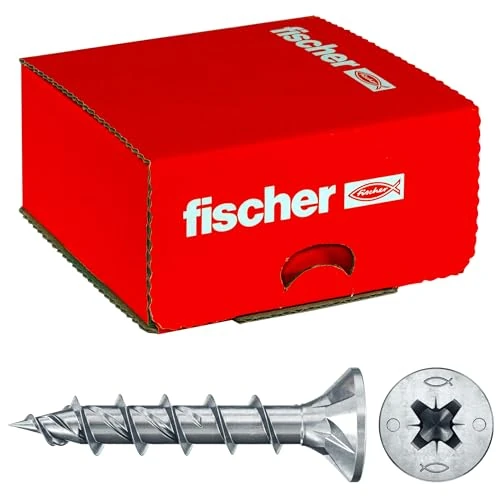 fischer PowerFast II CZF 6,0 x 35, Spanplattenschraube (200 Stk.) mit Vollgewinde, Senkkopfschraube mit Kreuzschlitz, Schraube für Holzverarbeitung, reduziert Einschraubwiderstand & Einschraubzeit