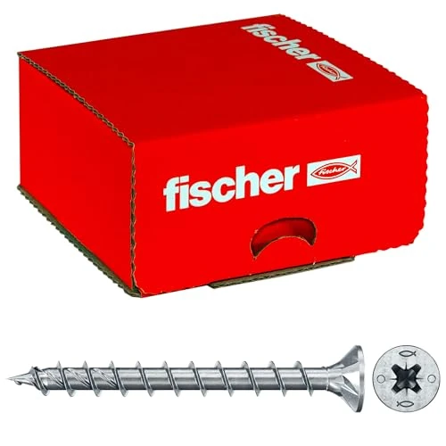 fischer 200 x wkręt do płyt wiórowych Power-Fast II 6,0x40, łeb stożkowy pełny gwint ocynkowany galwanicznie, pasywowany na niebiesko (nr art. 670494)