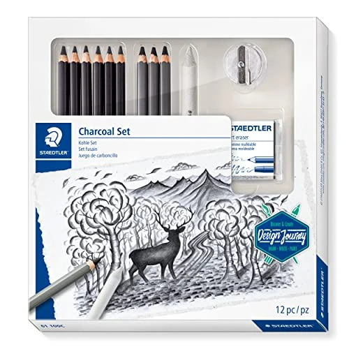 Zeitlich begrenztes Angebot: STAEDTLER Kohle Set, Komplett-Set mit 3 Kohlestiften, 5 Premium Künstlerbleistiften, 1 Papierwischer, 1 knetbarer Künstler-Radierer, 1 Spitzer und Step-by-Step Anleitungen, 61 100C von 17.50 € auf 11.89 € (32% Rabatt)
