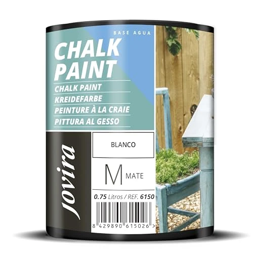Offerta a tempo: JOVIRA PINTURAS Chalk Paint 750 ml | Pittura al Gesso, Matte all' Aqua, Rinnova il tuo arredamento con creatività. (750 ml, Bianco) C-10 - 45% da 18.76 € a 10.37 €
