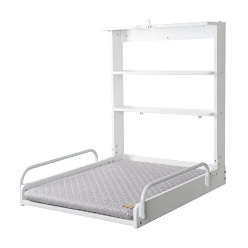 Offerta a tempo: roba Fasciatoio a Parete + Materasso roba Style Grigio, 2 Ripiani Pratici, Salvaspazio, Pieghevole, Inserto Imbottito e Morbido, Fino a 15 kg, Legno Laccato Bianco - 22% da 178.40 € a 138.90 €