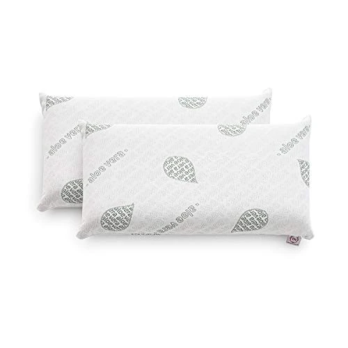 textil-home Pack (2 Unidades) Almohada Viscoelástica - 70 cm - Tejido Ecológico Aloe Vera, Núcleo de Visco Puro 100% Natural - Doble Funda con Cremallera. Adaptativa Termoregulada.