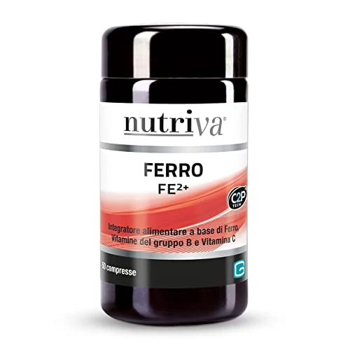 Offerta a tempo: NUTRIVA Ferro FE²⁺, Integratore Alimentare a base di Ferro, Vitamine del gruppo B, Acido folico e Vitamina C. Reintegra il Ferro. Supporta la formazione di globuli rossi ed emoglobina. C2P® Tech - 23% da 22.00 € a 16.85 €