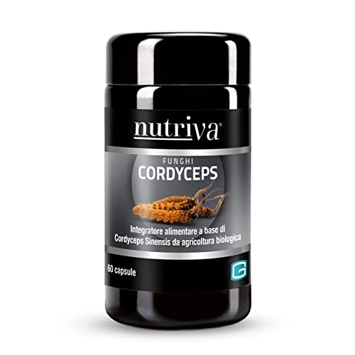 Offerta a tempo: NUTRIVA Cordyceps, Integratore Alimentare BIO Cordyceps Sinensis, Supporto al Naturale e Fisiologico Benessere Psico-Fisico, Difese dell'Organismo, Adattogeno, Full Spectrum, 60 Capsule, Vegan - 41% da 40.50 € a 23.74 €