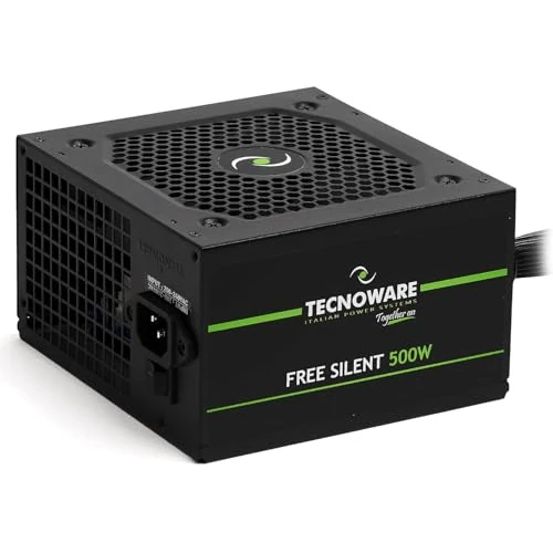 Tecnoware Power Systems - ATX-Netzteil 500, Ultrasilent 12 cm Lüfter, Überspannungsschutz, 2x SATA, 1x 24-polig, 1x 12V 4+4-polig, 2x Molex, schwarz, Größe 500 | Kompatibel mit ATX 12V v.2.01